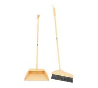 VILLFUL Balai à Poils Doux en Soie de Porc Manche Long en Bois de Pin - Pelle à Poussière Robuste - Ensemble Balai et Pelle pour Nettoyage Domestique, Adapté Sols et Coins Difficiles -