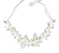 VILLFUL Bandeau de Mariage en Alliage Doré Feuilles et Perles Accessoire Cheveux Femme et Fille Léger et Confortable pour Cérémonies et Occasions Formelles