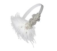 VILLFUL Bandeau Décoratif Blanc en Plume Léger et Confortable pour Femmes, Accessoire de Coiffure Élégant 1 Pièce, Bandeau Frontal Délicat pour Soirée Dansante et Usage Quotidien