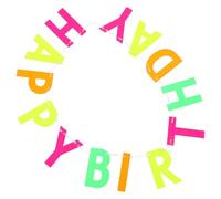 VILLFUL Bannière D'anniversaire Fluorescente en Papier Solide, Décorations Suspendues Colorées pour Fête D'intérieur, Effet Lumineux pour Party Joyeux