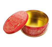 VILLFUL Boîte à Bonbons Fer Rouge avec Poignée Décor Festive pour Fête et Nouvel An Petit Coffret Cadeau pour Friandises et Macarons