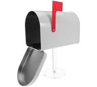 VILLFUL Boîte aux Lettres Extérieure Miniature en Métal Étanche Blanche avec Socle Décoration pour Mini-Maison et Jardin Accessoire Solide Résistant aux Intempéries Décor Mural Compact