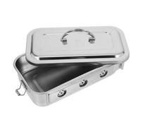 VILLFUL Boîte de Acier Inoxydable avec Couvercle Perforé et Fermeture Sécurisée Plateau de Rangement à Haute Température pour Instruments et Outils de Soins