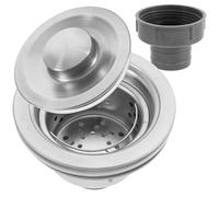 VILLFUL Bonde D'évier en Acier Inoxydable 1 Kit Panier Égouttoir Amovible pour Évier Cuisine, Crépine D'évacuation Profonde, Filtre Passoire pour Évacuer Débris, Installation sans Outil,