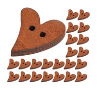 VILLFUL Boutons en Bois Faits la Main de Cœur 50 Pièces 16x20mm, Boutons à Coudre Décoratifs 2 Trous pour Vêtements, Paquet à Dos et Projets de Couture Créatifs