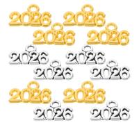 VILLFUL Breloques 2026 en Alliage Métal 100 Pcs - Pendentifs Chiffres Argenté Antique et Doré - Accessoires DIY pour Création Bijoux Bracelets Colliers et Porte-Clés Décoration Nouvel
