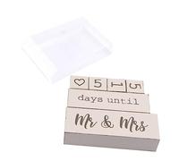 VILLFUL Calendrier Bois à Compte à Rebours Pour Mariage Calendrier De Bureau Blocs De Bois Beige Décoration De Table Diy Idée Cadeau Noces Et Planification Familiale