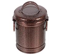 VILLFUL Cendrier en Fer Marron Petit Seau avec Couvercle, Résistant à la Décoloration, pour Bureau et Maison, Style Rétro Métallique