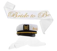 VILLFUL Chapeau de Capitaine Marin pour Mariée avec Voile et Bandoulière Chapeau de Plage Romantique pour Enterrement de Vie de Jeune Fille Mariage Croisière et Fêtes Hawaïennes