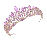 VILLFUL Coiffe Baroque Ornée de Strass Couronne de Mariage Dorée et Violette Accessoire Cheveux Réutilisable pour Mariée et Fille Décoration Élégante pour Fêtes Anniversaires et
