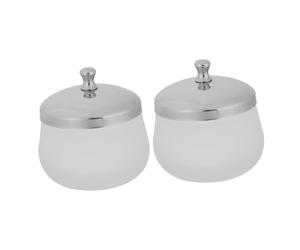 VILLFUL Conteneur en Verre Cristal Argenté Couvercle Polyvalent et Anti-volatilité 2pcs pour Nail Art pour Filles et Femmes