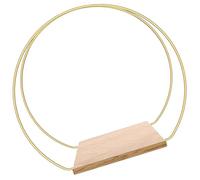 VILLFUL Couronne en Métal Doré Base en Bois, Cercle Floral Décoratif pour Centre de Table Mariage, Décoration Fête DIY, Anneau Solide Résistant, Fournitures Artisanales pour Création