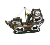 VILLFUL Décor Aquarium Bateau Pirate Résine Ornement Créatif pour Aquarium Poissons Simulation Épave Accessoire et pour