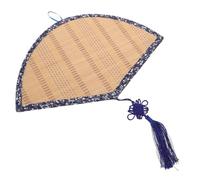 VILLFUL Décoration Murale avec Bordure de Fleur Bleue en Bambou Ventilateur D'éventail Suspendue, Artisanale et Solide pour Chambre Élégante et Originale