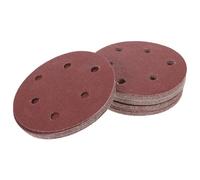 VILLFUL Disques de Ponçage Auto-Adhésifs Floqués 5 Pouces 6 Trous 100 Feuilles Grain 80 en Oxyde D’Aluminium Plateau Pneumatique pour Meuleuse Ponçage Bois Métal et Automobile