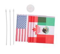 VILLFUL Drapeau de Table Football Amérique du Nord 3 Pièces avec Socle Plastique Blanc, Mini Drapeaux États-unis Canada Mexique pour Bureau, Réunion D’entreprise et Réutilisable