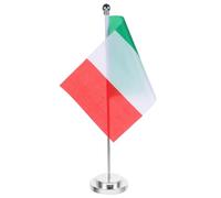VILLFUL Drapeau de Table Italien Polyester avec Hampe Argentée et Socle Mini Drapeau Bureau Thème Italie Décoration Compacte pour Maison Hôtel et Restaurant