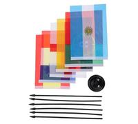VILLFUL Ensemble de 6 Mini-drapeaux Nationaux 2026 avec Socle en Plastique Noir, Drapeaux Espagne France Angleterre Argentine Allemagne Portugal pour Décoration de Bureau, Événements