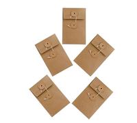 VILLFUL Enveloppes Carrées en Papier Kraft 5 Pièces Fermeture à Ficelle Lot pour Cartes de Vœux et Organisation Bureau Style Rétro