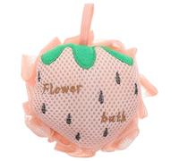 VILLFUL Éponge exfoliante en filet, pouf boule de bain fraise rose, taille, polyester et coton, design coréen mignon, usage corps entier, bain