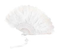 VILLFUL Éventail à Main Plume Brodée Vintage Léger et Ventilateur Portatif Robuste pour Mariage Danse et Photographie Accessoire Décoratif pour Femme