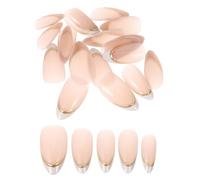 VILLFUL Faux Ongles Amande Courts pour Manucure Française Capsules Amande à Couverture Complète Ongles Artificiels Adhésifs pour Fêtes et Vacances