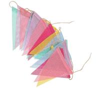 VILLFUL Guirlande Suspendue en Lin Imitation Toile de Jute Fanions Triangulaires Multicolores 4 Mètres 15 Pièces Décoration de Fête pour Mariage Anniversaire et Jardin