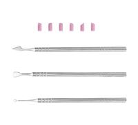 VILLFUL Kit de Manucure Professionnel Repousse-cuticules en Métal à Double Extrémité avec 6 Pierres D'abrasion et Étui Pvc pour Soins des Ongles à Domicile