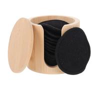 VILLFUL Lingettes Démaquillantes en Fibres de Bambou Lavables et Réutilisables, 16 Pièces, Trois Couches Noires, Filet à Linge et Boîte en Bambou, pour Nettoyage Profond du Visage