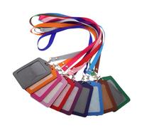 VILLFUL Lot de 10 Porte-Badges Professionnels avec Cordon à Boucle Métallique Étuis Transparents en Similicuir Multicolores Pochettes de Protection pour Cartes d'Identité et Badges