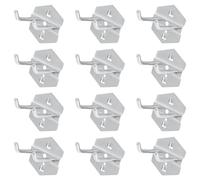 VILLFUL Lot de 12 Crochets de Garage en Acier Robustes 5 CM 6 Crochets Simples et 6 Doubles Porte-Outils Suspendre sur Plaque Perforée Rangement Mural Multifonction pour Atelier et