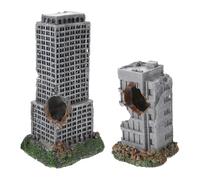 VILLFUL Lot de 2 Décorations D’Aquarium en Résine Réalistes - Ruines Urbaines Miniatures - Cachettes pour Poissons et Crevettes - Décor de Château en Ruine pour Aquarium - Fond de Décor