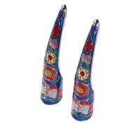 VILLFUL Lot de 2 Faux Ongles de Cosplay Style Palais Chinois 8 CM Métal Léger Imitation Cloisonné Bleu Bijoux D’Ongles Détachables pour Costumes Historiques et Soirées Costumées
