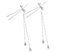 VILLFUL Lot de 2 Fourchettes à Cheveux en Alliage Argenté Forme Libellule Style Rétro Chinois pour Cérémonie et Vie Quotidienne sans Tirer ni Irriter le Cuir Chevelu