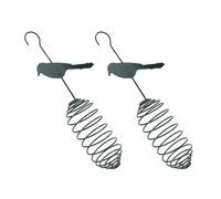 VILLFUL Lot de 2 Mangeoires à Oiseaux en Métal Vert Foncé Suspendues Support pour Boules de Graisse à Ressort, Distributeur Extérieur Compact pour Nourrir Petits Oiseaux de Jardin
