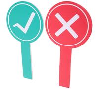 VILLFUL Lot de 2 Palettes de Vote Double Face 15x30 Cm en Mousse Imperméable, Vert √ Rouge ×, Outil de Décision Vrai/faux pour Classe, Concours et Évaluation Scolaire