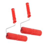 VILLFUL Lot de 2 Rouleaux à Peinture Texturés 18 CM en Silicone Rouge avec Poignée Plastique Rouleau à Gaufrer pour Murs et Plaques de Plâtre Outil de Décoration pour Motifs Verticaux