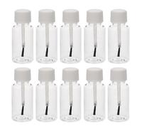 VILLFUL Lot de 20 Flacons D’Échantillons de Nail Art Transparents en Plastique PET 20 Ml avec Pinceau Blanc Rechargeables et Portables pour Vernis à Ongles Huile de Cuticules -