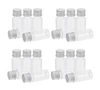 VILLFUL Lot de 20 Flacons Distributeurs Portables 10 Ml en Plastique Transparent avec Bouchon à Vis en Aluminium, Tubes de Rangement Étanches pour Soins Peau, Échantillons Cosmétiques