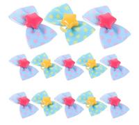 VILLFUL Lot de 20 Nœuds pour Animaux Élastiques pour Cheveux de Chien et Chat Accessoires Décoratifs en Étoile Couleurs Vert Émeraude et Bleu Ciel Taille Petite pour Coiffure et