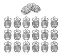 VILLFUL Lot de 20 Pendentifs Scarabées Sacrés Égyptiens Vintage en Métal Argenté Antique, Breloques pour Bracelet et Collier, Ornés de Cristaux, Accessoires DIY pour Création de Bijoux et