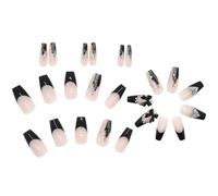 VILLFUL Lot de 24 Faux Ongles à Coller Longs avec Nœud en Relief 3D Motif Cœur Brillant Couverture Complète Décoration D’Ongles pour Manucure DIY Halloween et Occasions Spéciales