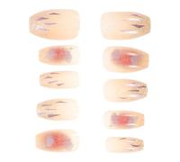 VILLFUL Lot de 24 Faux Ongles à Pression Forme Amande Courts, Couverture Intégrale, Motif Nuage Pailleté Bleu Dégradé, Réutilisables et Détachables, Accessoires Nail Art pour Manucure