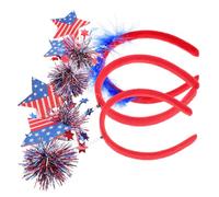 VILLFUL Lot de 3 Bandeaux à Cheveux pour Fête de L'indépendance Étoiles à Cinq Branches, Couleurs Drapeau Américain Rouge Blanc Bleu, Accessoires Légers et Confortables pour Décoration