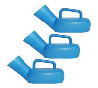 VILLFUL Lot de 3 Urinoirs Masculins Portables en Plastique Épais Bleu, Grosse Capacité, Urinoir pour Patients Alités et Personnes Âgées, Récipient à Urine Pratique et Léger Réutilisable