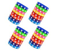 VILLFUL Lot de 32 bracelets en silicone à imprimé pattes de chien, multicolores et extensibles, pour pochettes , pour anniversaire, baby shower, fête prénatale, amoureux des animaux