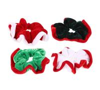 VILLFUL Lot de 4 Élastiques à Cheveux de Noël en Flanelle Douce Taille Unique Couleurs Festives Rouge Vert Blanc et Noir Anneaux Élastiques pour Cheveux Adaptés aux Adultes et Garçon