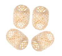 VILLFUL Lot De 4 Mini Abat-jours Tissés En Bambou Naturel 5×7 Cm, Décorations Artisanales Pour Centre De Table, Lanternes Décoratives Diy, Éclairage D’ambiance Pour Fêtes Et Maison