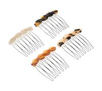 VILLFUL Lot de 4 Peignes Latéraux en Acétate Couleur Écaille de Tortue Classique, Petites Pinces à Cheveux à Dents Lisses, Accessoires Coiffure Polyvalents pour Usage Quotidien et