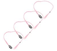 VILLFUL Lot de 4 Perruques Tressées Synthétiques Clips Queue de Cheval Double Tresse Style Boxe Couleur Rose Uni Légère et Confortable pour Sportives et Cosplay